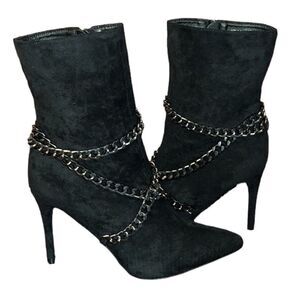 NY&Co Faux-Suede Chain Detailed Stiletto Booties